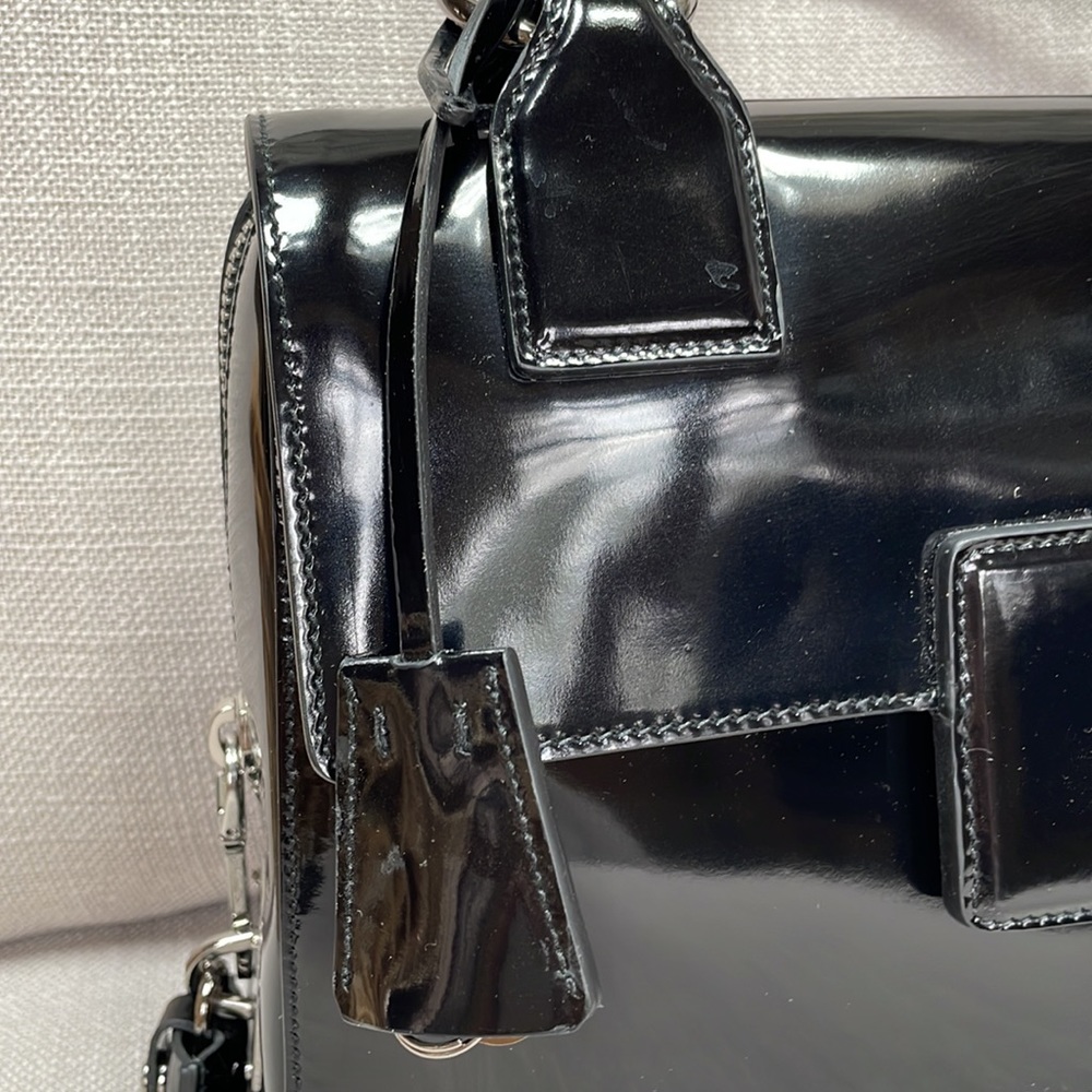 Prada Black Patent Leather Top-Handle Bag - Picture 8 of 11